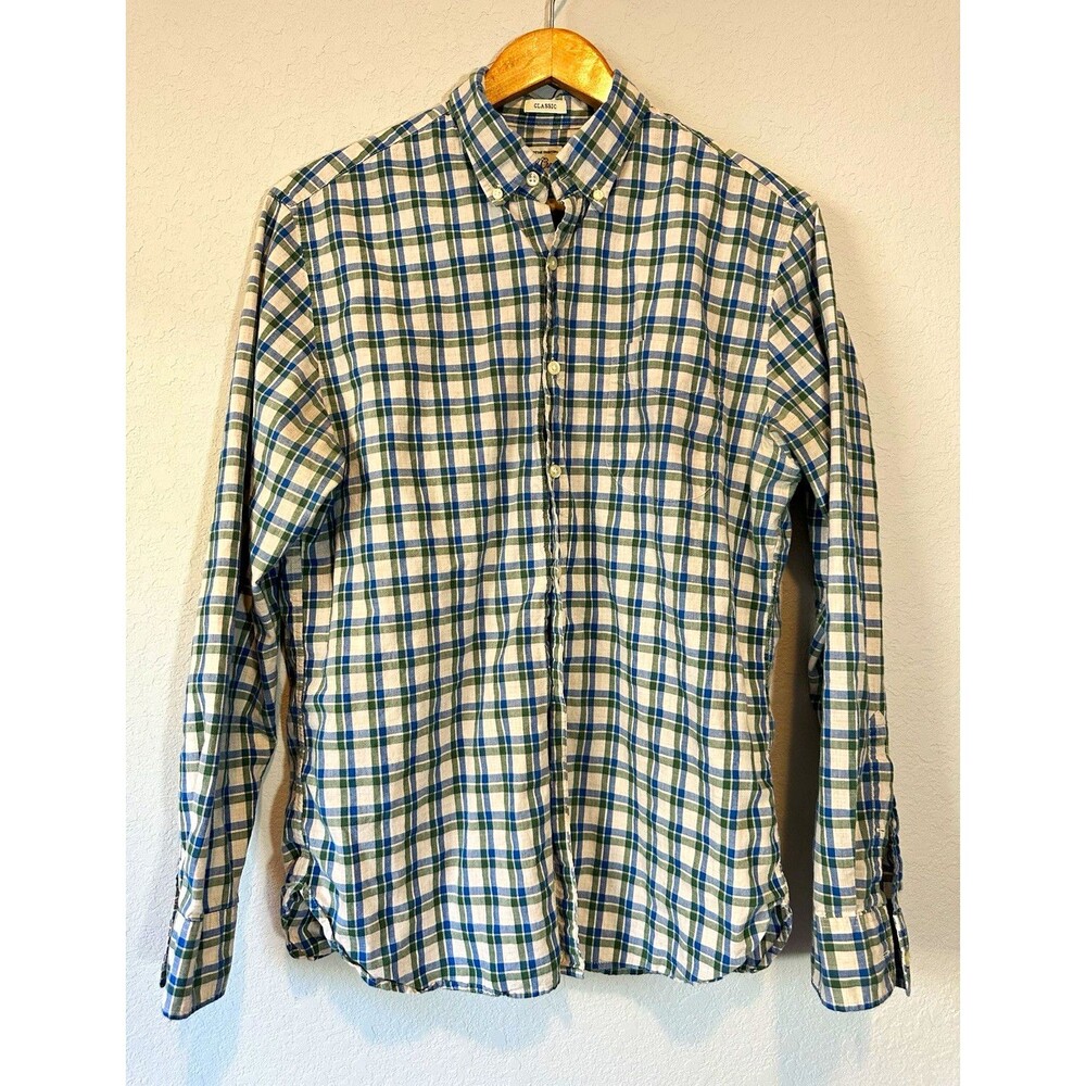 J.Crew Classic Fit Cotton Plaid Long Sleeve Button-Down Shirt Men's M